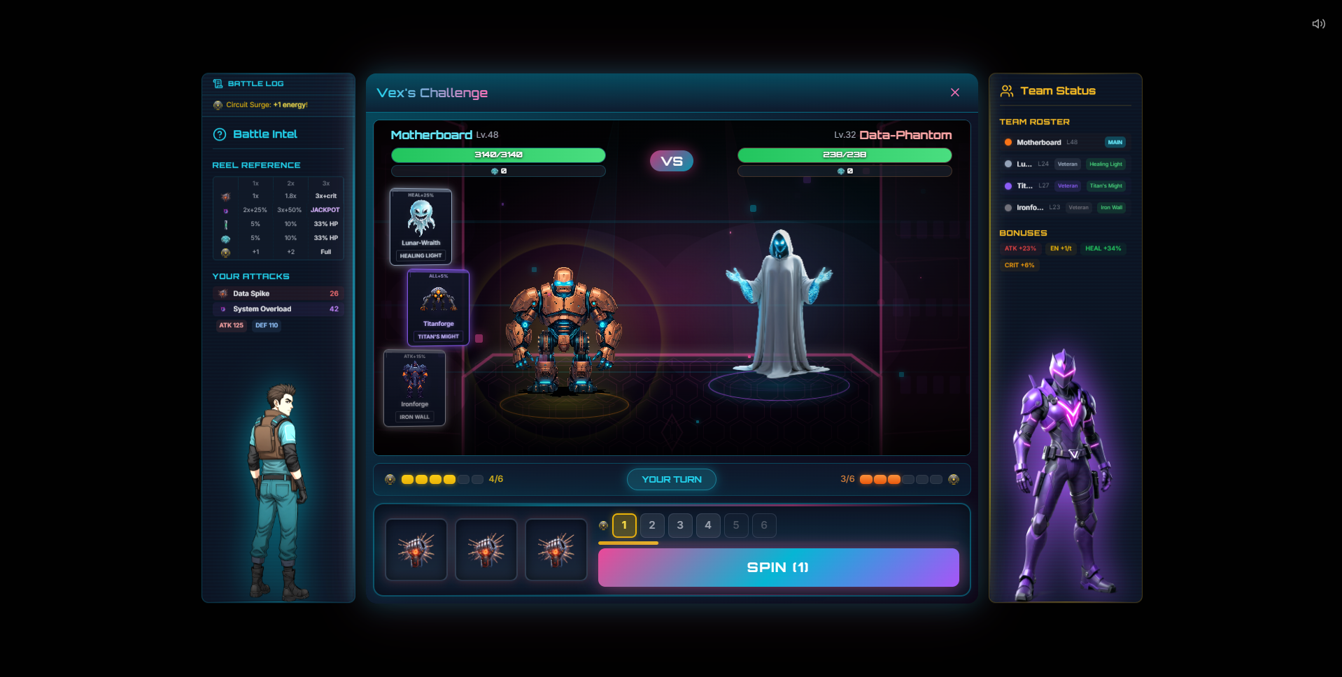 Arcade Beasts team selection screen